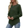 image:imageWIHOLL Sweatshirt for Women Crewneck Long Sleeve Shirts Curved Hem Lightweight Sweaters Fall Clothes 2025Green