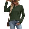 image:imageWIHOLL Sweatshirt for Women Crewneck Long Sleeve Shirts Curved Hem Lightweight Sweaters Fall Clothes 2025Green