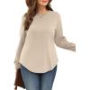 image:imageWIHOLL Sweatshirt for Women Crewneck Long Sleeve Shirts Curved Hem Lightweight Sweaters Fall Clothes 2025Khaki