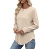 image:imageWIHOLL Sweatshirt for Women Crewneck Long Sleeve Shirts Curved Hem Lightweight Sweaters Fall Clothes 2025Khaki