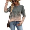 image:imageWIHOLL Sweatshirt for Women Crewneck Long Sleeve Shirts Curved Hem Lightweight Sweaters Fall Clothes 2025Pattern Brown