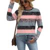 image:imageWIHOLL Sweatshirt for Women Crewneck Long Sleeve Shirts Curved Hem Lightweight Sweaters Fall Clothes 2025Pattern Striped