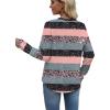 image:imageWIHOLL Sweatshirt for Women Crewneck Long Sleeve Shirts Curved Hem Lightweight Sweaters Fall Clothes 2025Pattern Striped