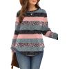 image:imageWIHOLL Sweatshirt for Women Crewneck Long Sleeve Shirts Curved Hem Lightweight Sweaters Fall Clothes 2025Pattern Striped