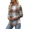 image:imageWIHOLL Sweatshirt for Women Crewneck Long Sleeve Shirts Curved Hem Lightweight Sweaters Fall Clothes 2025Plaid Caramel