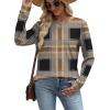 image:imageWIHOLL Sweatshirt for Women Crewneck Long Sleeve Shirts Curved Hem Lightweight Sweaters Fall Clothes 2025Plaid Coffee