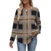image:imageWIHOLL Sweatshirt for Women Crewneck Long Sleeve Shirts Curved Hem Lightweight Sweaters Fall Clothes 2025Plaid Coffee