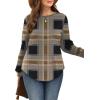 image:imageWIHOLL Sweatshirt for Women Crewneck Long Sleeve Shirts Curved Hem Lightweight Sweaters Fall Clothes 2025Plaid Coffee