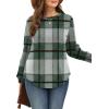 image:imageWIHOLL Sweatshirt for Women Crewneck Long Sleeve Shirts Curved Hem Lightweight Sweaters Fall Clothes 2025Plaid Green