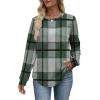 image:imageWIHOLL Sweatshirt for Women Crewneck Long Sleeve Shirts Curved Hem Lightweight Sweaters Fall Clothes 2025Plaid Green