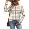 image:imageWIHOLL Sweatshirt for Women Crewneck Long Sleeve Shirts Curved Hem Lightweight Sweaters Fall Clothes 2025Plaid Khaki