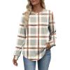 image:imageWIHOLL Sweatshirt for Women Crewneck Long Sleeve Shirts Curved Hem Lightweight Sweaters Fall Clothes 2025Plaid Khaki