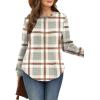 image:imageWIHOLL Sweatshirt for Women Crewneck Long Sleeve Shirts Curved Hem Lightweight Sweaters Fall Clothes 2025Plaid Khaki