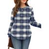 image:imageWIHOLL Sweatshirt for Women Crewneck Long Sleeve Shirts Curved Hem Lightweight Sweaters Fall Clothes 2025Plaid Navy