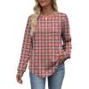 image:imageWIHOLL Sweatshirt for Women Crewneck Long Sleeve Shirts Curved Hem Lightweight Sweaters Fall Clothes 2025Plaid Pink