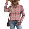 image:imageWIHOLL Sweatshirt for Women Crewneck Long Sleeve Shirts Curved Hem Lightweight Sweaters Fall Clothes 2025Plaid Pink