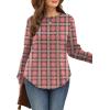 image:imageWIHOLL Sweatshirt for Women Crewneck Long Sleeve Shirts Curved Hem Lightweight Sweaters Fall Clothes 2025Plaid Pink