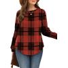 image:imageWIHOLL Sweatshirt for Women Crewneck Long Sleeve Shirts Curved Hem Lightweight Sweaters Fall Clothes 2025Plaid Red