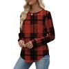 image:imageWIHOLL Sweatshirt for Women Crewneck Long Sleeve Shirts Curved Hem Lightweight Sweaters Fall Clothes 2025Plaid Red
