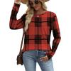 image:imageWIHOLL Sweatshirt for Women Crewneck Long Sleeve Shirts Curved Hem Lightweight Sweaters Fall Clothes 2025Plaid Red