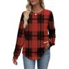 image:imageWIHOLL Sweatshirt for Women Crewneck Long Sleeve Shirts Curved Hem Lightweight Sweaters Fall Clothes 2025Plaid Red