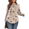 image:imageWIHOLL Sweatshirt for Women Crewneck Long Sleeve Shirts Curved Hem Lightweight Sweaters Fall Clothes 2025Print Beigie