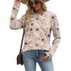 image:imageWIHOLL Sweatshirt for Women Crewneck Long Sleeve Shirts Curved Hem Lightweight Sweaters Fall Clothes 2025Print Beigie