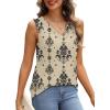 image:imageWIHOLL Tank Top for Women Summer Outfits V Neck T Shirts Trendy Eyelet Sleeveless Basic Beach Vacation ClothesBeige Ethnic Floral