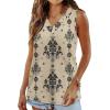 image:imageWIHOLL Tank Top for Women Summer Outfits V Neck T Shirts Trendy Eyelet Sleeveless Basic Beach Vacation ClothesBeige Ethnic Floral