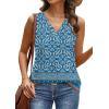 image:imageWIHOLL Tank Top for Women Summer Outfits V Neck T Shirts Trendy Eyelet Sleeveless Basic Beach Vacation ClothesBlue Ethnic Floral