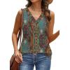 image:imageWIHOLL Tank Top for Women Summer Outfits V Neck T Shirts Trendy Eyelet Sleeveless Basic Beach Vacation ClothesEthnic Floral