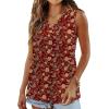 image:imageWIHOLL Tank Top for Women Summer Outfits V Neck T Shirts Trendy Eyelet Sleeveless Basic Beach Vacation ClothesRed Ethnic Floral