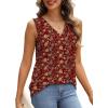 image:imageWIHOLL Tank Top for Women Summer Outfits V Neck T Shirts Trendy Eyelet Sleeveless Basic Beach Vacation ClothesRed Ethnic Floral
