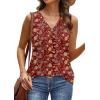 image:imageWIHOLL Tank Top for Women Summer Outfits V Neck T Shirts Trendy Eyelet Sleeveless Basic Beach Vacation ClothesRed Ethnic Floral