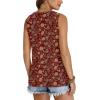 image:imageWIHOLL Tank Top for Women Summer Outfits V Neck T Shirts Trendy Eyelet Sleeveless Basic Beach Vacation ClothesRed Ethnic Floral