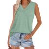image:imageWIHOLL Tank Tops for Women Summer V Neck T Shirts Trendy Sleeveless Basic Tees Fashion Clothing2beangreen