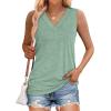 image:imageWIHOLL Tank Tops for Women Summer V Neck T Shirts Trendy Sleeveless Basic Tees Fashion Clothing2beangreen