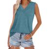 image:imageWIHOLL Tank Tops for Women Summer V Neck T Shirts Trendy Sleeveless Basic Tees Fashion Clothing2bluegreen