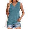 image:imageWIHOLL Tank Tops for Women Summer V Neck T Shirts Trendy Sleeveless Basic Tees Fashion Clothing2bluegreen