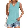 image:imageWIHOLL Tank Tops for Women Summer V Neck T Shirts Trendy Sleeveless Basic Tees Fashion Clothing3lakegreen