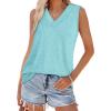 image:imageWIHOLL Tank Tops for Women Summer V Neck T Shirts Trendy Sleeveless Basic Tees Fashion Clothing3lakegreen