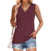 image:imageWIHOLL Tank Tops for Women Summer V Neck T Shirts Trendy Sleeveless Basic Tees Fashion Clothing4rustred