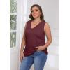 image:imageWIHOLL Tank Tops for Women Summer V Neck T Shirts Trendy Sleeveless Basic Tees Fashion Clothing4rustred