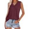 image:imageWIHOLL Tank Tops for Women Summer V Neck T Shirts Trendy Sleeveless Basic Tees Fashion Clothing4rustred