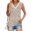 image:imageWIHOLL Tank Tops for Women Summer V Neck T Shirts Trendy Sleeveless Basic Tees Fashion Clothing5beige Leopard