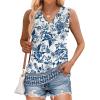 image:imageWIHOLL Tank Tops for Women Summer V Neck T Shirts Trendy Sleeveless Basic Tees Fashion Clothing5bluewhite Floral
