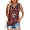 image:imageWIHOLL Tank Tops for Women Summer V Neck T Shirts Trendy Sleeveless Basic Tees Fashion Clothing5crimson Ethnic
