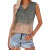 image:imageWIHOLL Tank Tops for Women Summer V Neck T Shirts Trendy Sleeveless Basic Tees Fashion Clothing5graypink Gradient