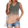 image:imageWIHOLL Tank Tops for Women Summer V Neck T Shirts Trendy Sleeveless Basic Tees Fashion Clothing5graypink Gradient