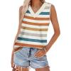 image:imageWIHOLL Tank Tops for Women Summer V Neck T Shirts Trendy Sleeveless Basic Tees Fashion Clothing5rainbow Striped